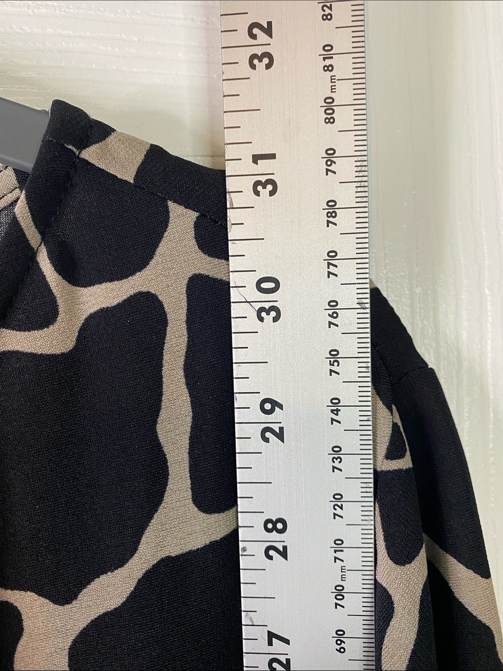 Susan Graver Black and Beige Giraffe Print Blouse - Picture 6 of 6